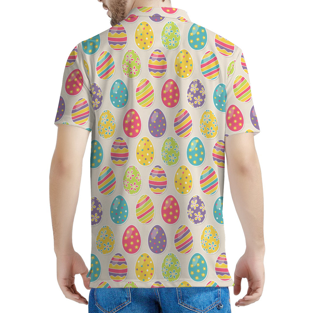 Colorful Cute Easter Eggs Pattern Print Men's Polo Shirt