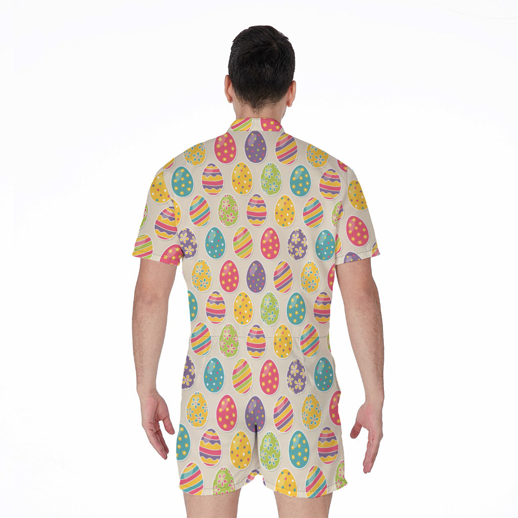 Colorful Cute Easter Eggs Pattern Print Men's Rompers