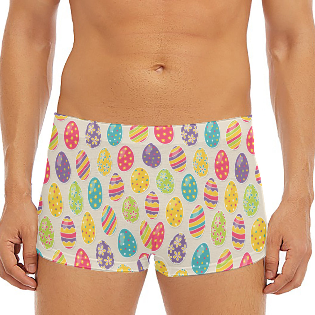 Colorful Cute Easter Eggs Pattern Print Men's Short Boxer Briefs