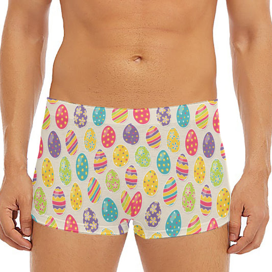 Colorful Cute Easter Eggs Pattern Print Men's Short Boxer Briefs
