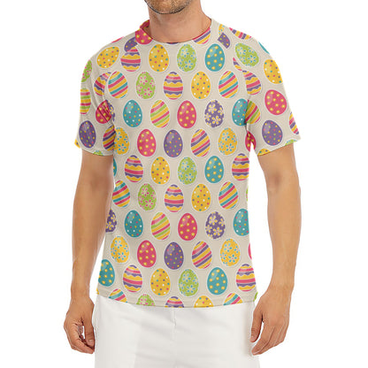 Colorful Cute Easter Eggs Pattern Print Men's Short Sleeve Rash Guard