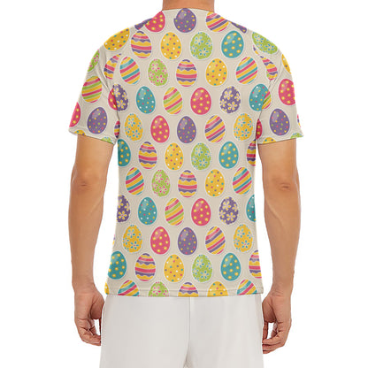 Colorful Cute Easter Eggs Pattern Print Men's Short Sleeve Rash Guard
