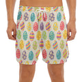 Colorful Cute Easter Eggs Pattern Print Men's Split Running Shorts