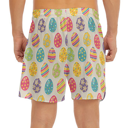 Colorful Cute Easter Eggs Pattern Print Men's Split Running Shorts
