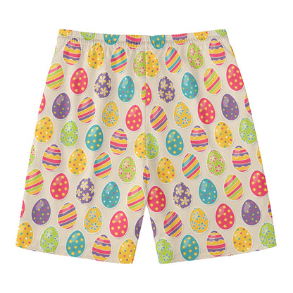 Colorful Cute Easter Eggs Pattern Print Men's Swim Trunks