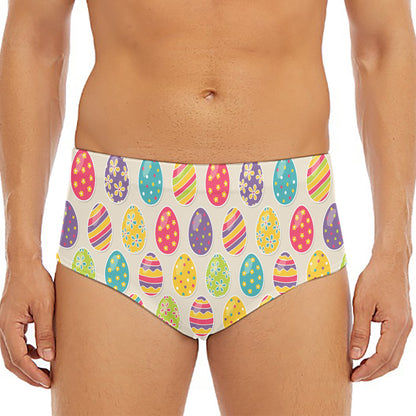 Colorful Cute Easter Eggs Pattern Print Men's Triangle Swim Briefs