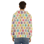 Colorful Cute Easter Eggs Pattern Print Men's Velvet Pullover Hoodie
