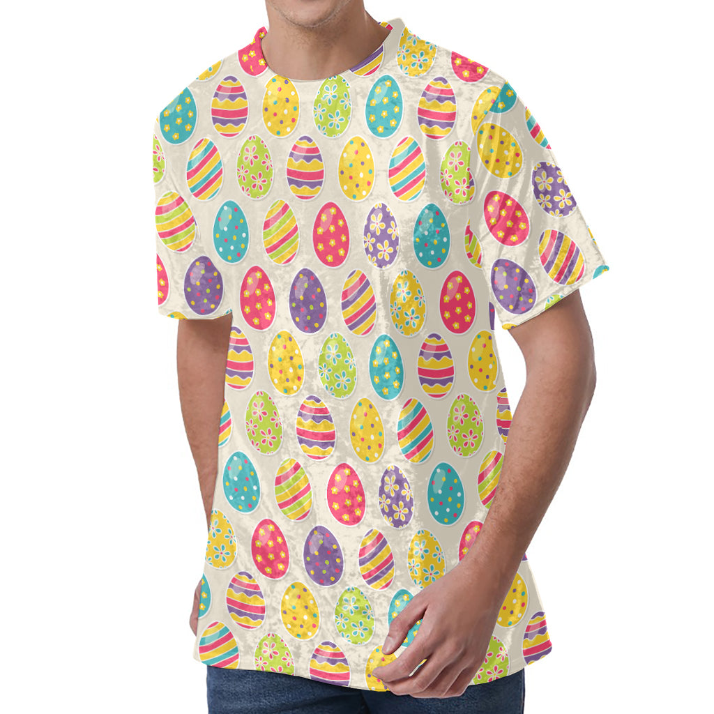 Colorful Cute Easter Eggs Pattern Print Men's Velvet T-Shirt