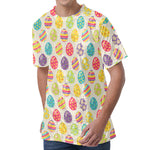 Colorful Cute Easter Eggs Pattern Print Men's Velvet T-Shirt