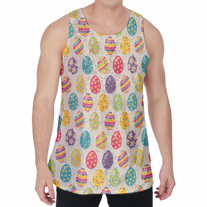 Colorful Cute Easter Eggs Pattern Print Men's Velvet Tank Top