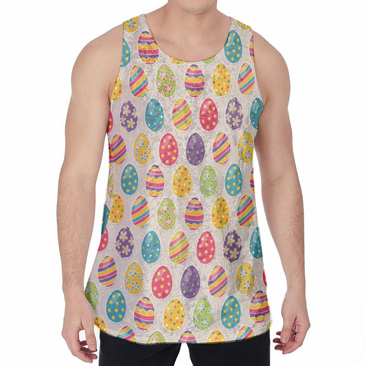 Colorful Cute Easter Eggs Pattern Print Men's Velvet Tank Top