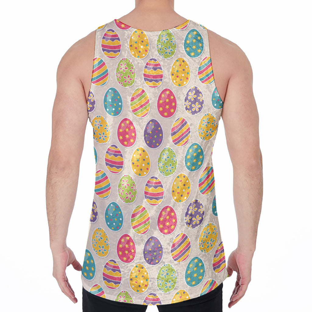 Colorful Cute Easter Eggs Pattern Print Men's Velvet Tank Top