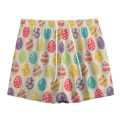 Colorful Cute Easter Eggs Pattern Print Mesh Shorts