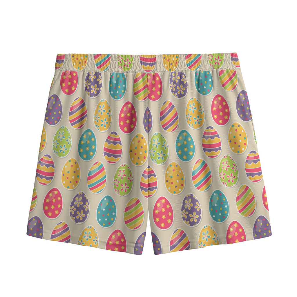 Colorful Cute Easter Eggs Pattern Print Mesh Shorts