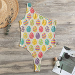 Colorful Cute Easter Eggs Pattern Print One Shoulder Bodysuit