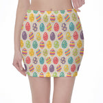 Colorful Cute Easter Eggs Pattern Print Pencil Mini Skirt
