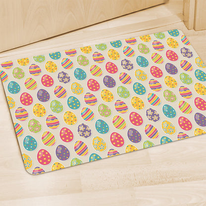 Colorful Cute Easter Eggs Pattern Print Polyester Doormat