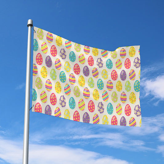Colorful Cute Easter Eggs Pattern Print Polyester Flag