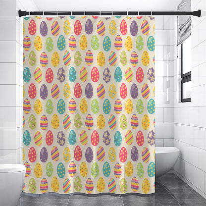 Colorful Cute Easter Eggs Pattern Print Premium Shower Curtain