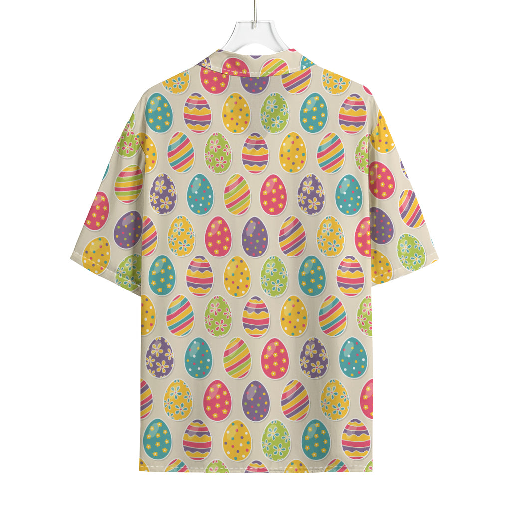 Colorful Cute Easter Eggs Pattern Print Rayon Hawaiian Shirt