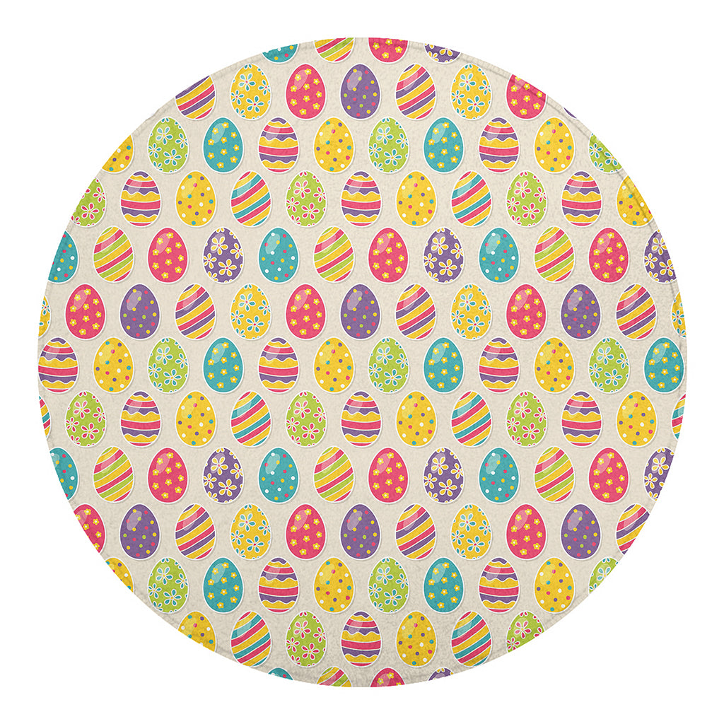 Colorful Cute Easter Eggs Pattern Print Round Blanket