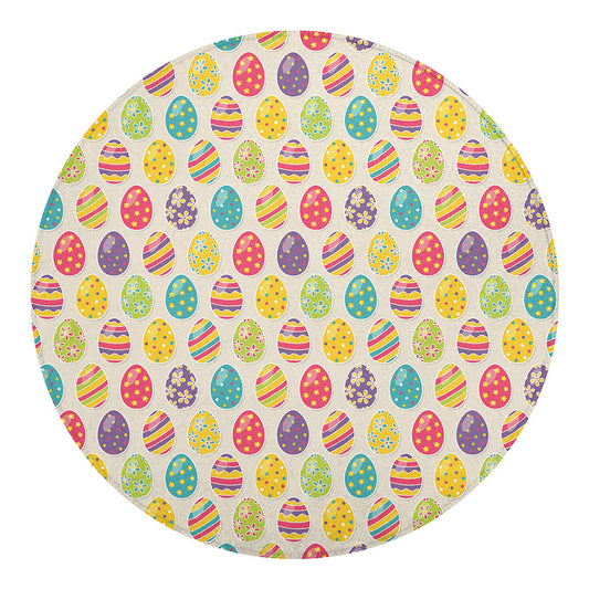 Colorful Cute Easter Eggs Pattern Print Round Blanket