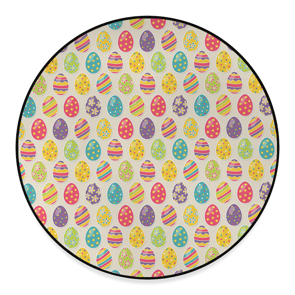 Colorful Cute Easter Eggs Pattern Print Round Floor Mat