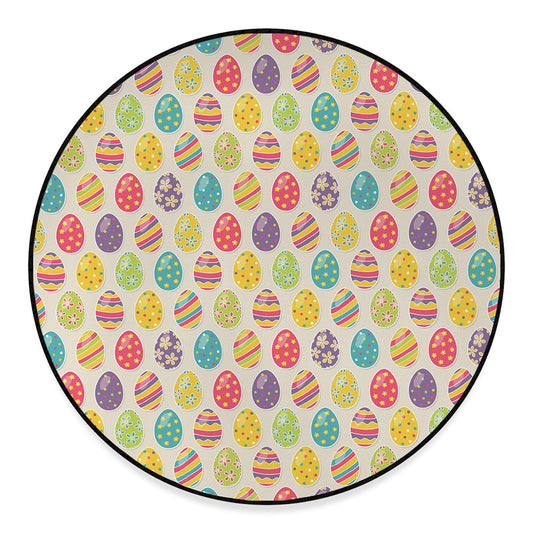 Colorful Cute Easter Eggs Pattern Print Round Floor Mat