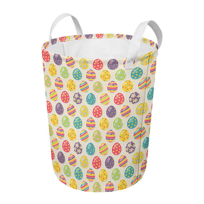 Colorful Cute Easter Eggs Pattern Print Round Laundry Basket