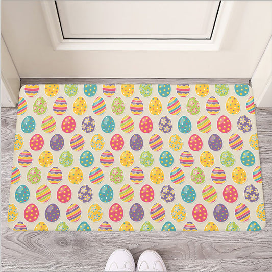 Colorful Cute Easter Eggs Pattern Print Rubber Doormat