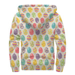 Colorful Cute Easter Eggs Pattern Print Sherpa Lined Zip Up Hoodie