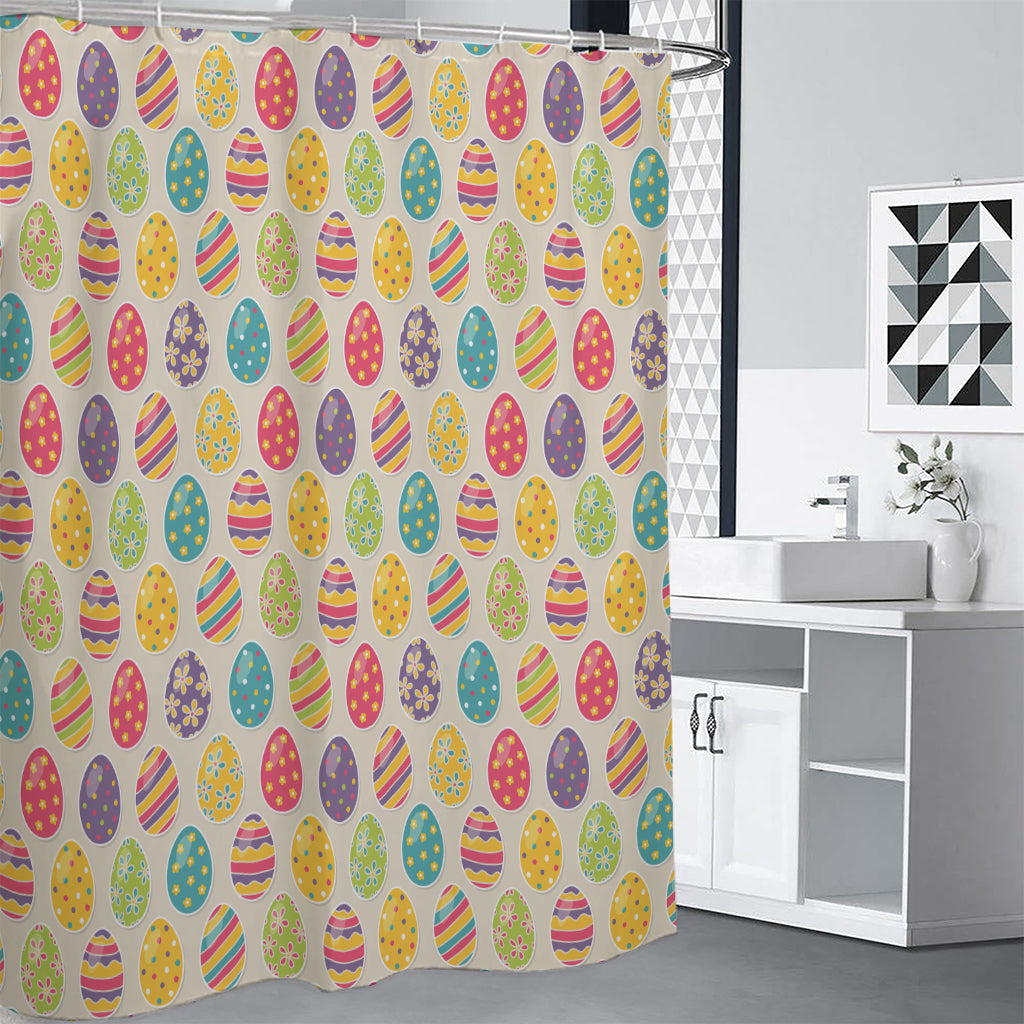 Colorful Cute Easter Eggs Pattern Print Shower Curtain