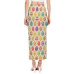 Colorful Cute Easter Eggs Pattern Print Side Slit Maxi Skirt