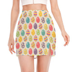 Colorful Cute Easter Eggs Pattern Print Side Slit Mini Skirt