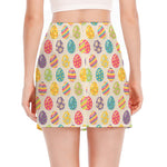 Colorful Cute Easter Eggs Pattern Print Side Slit Mini Skirt