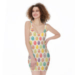 Colorful Cute Easter Eggs Pattern Print Sleeveless Bodycon Dress