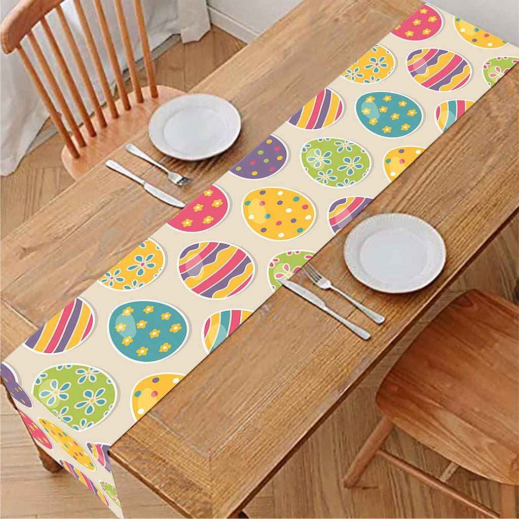 Colorful Cute Easter Eggs Pattern Print Table Runner