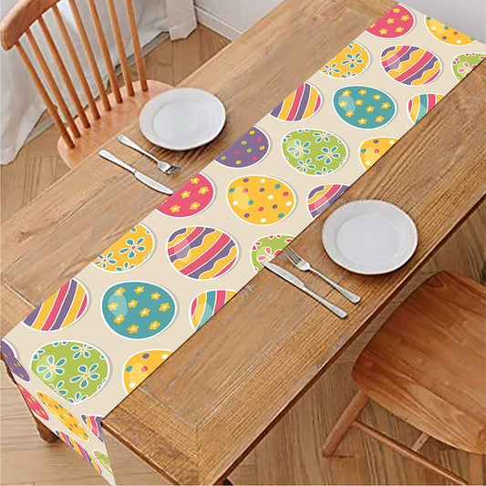Colorful Cute Easter Eggs Pattern Print Table Runner