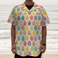 Colorful Cute Easter Eggs Pattern Print Textured Short Sleeve Shirt