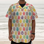 Colorful Cute Easter Eggs Pattern Print Textured Short Sleeve Shirt