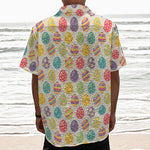 Colorful Cute Easter Eggs Pattern Print Textured Short Sleeve Shirt
