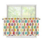 Colorful Cute Easter Eggs Pattern Print Tier Curtains
