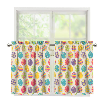 Colorful Cute Easter Eggs Pattern Print Tier Curtains