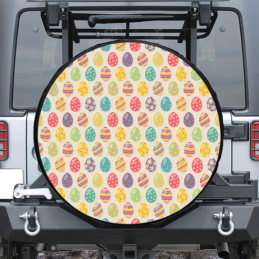 Colorful Cute Easter Eggs Pattern Print Tire Cover