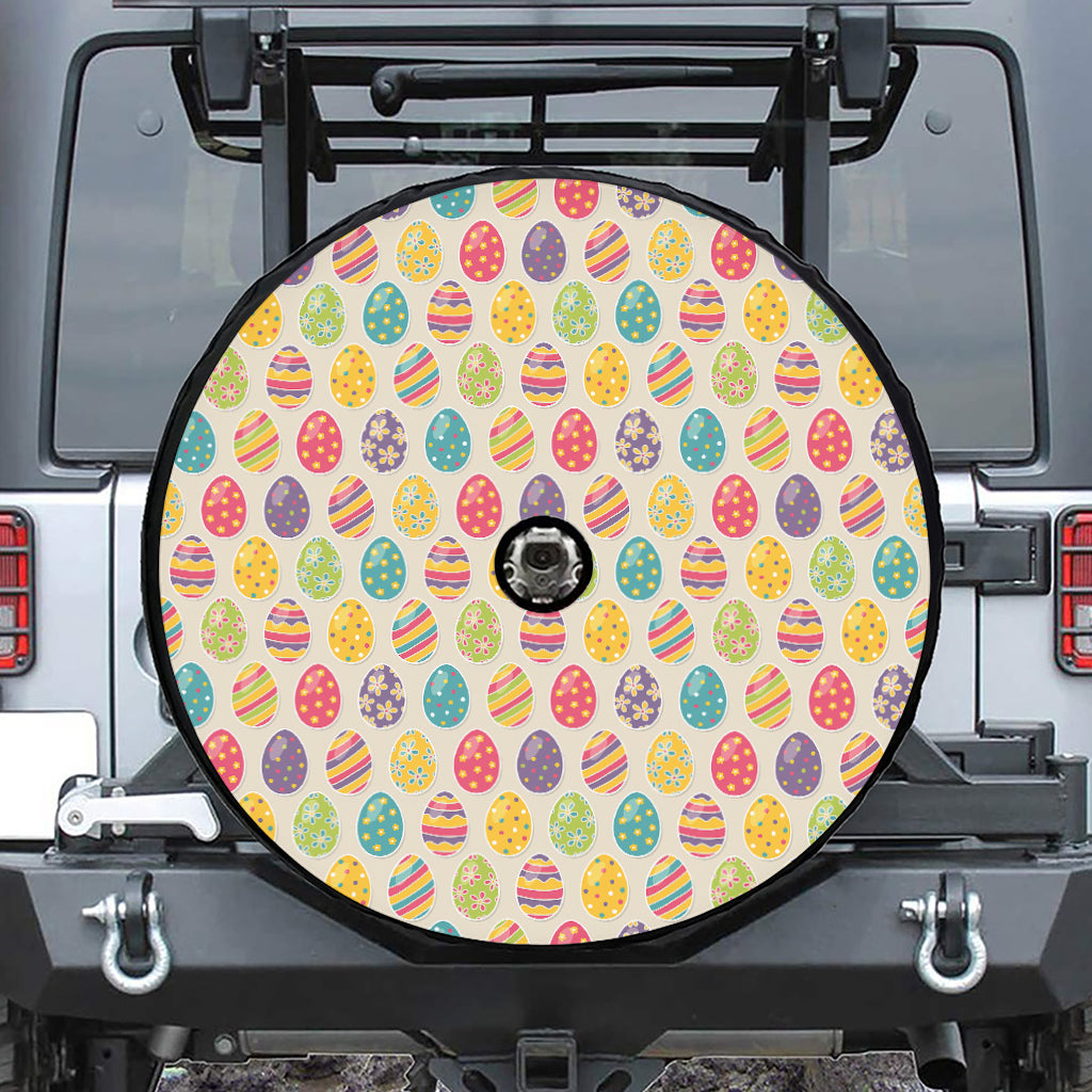 Colorful Cute Easter Eggs Pattern Print Tire Cover With Camera Hole