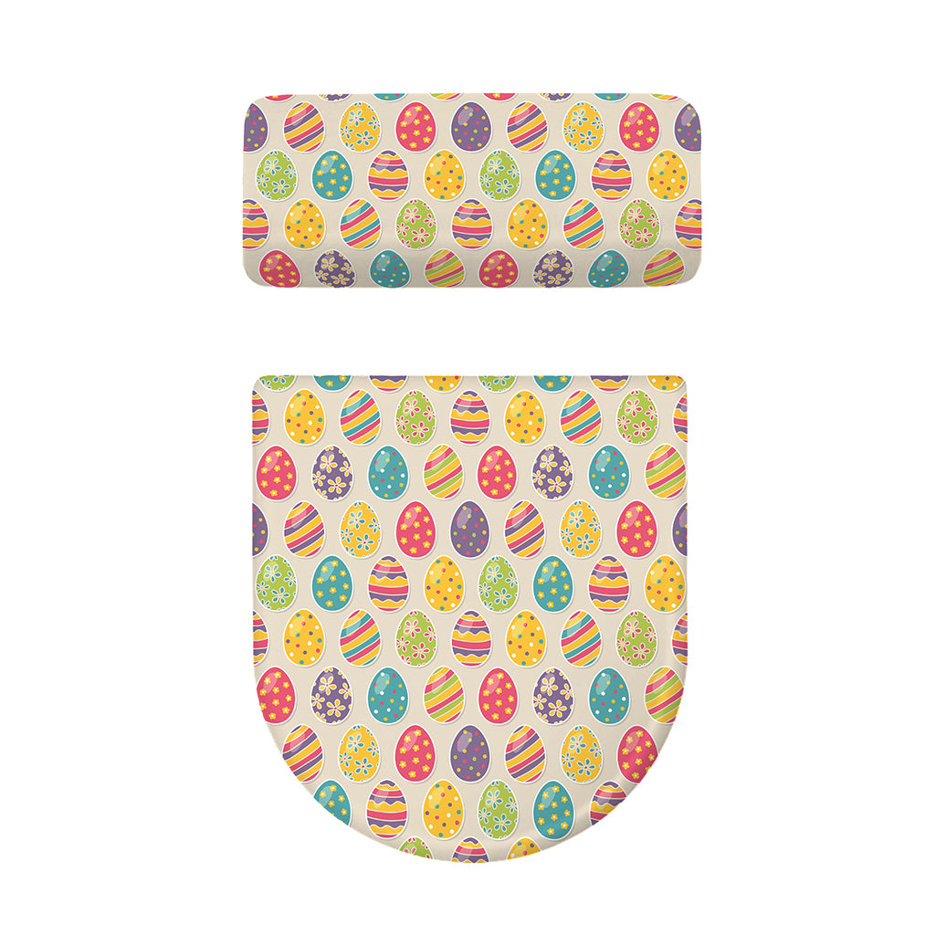 Colorful Cute Easter Eggs Pattern Print Toilet Lid And Tank Cover Set