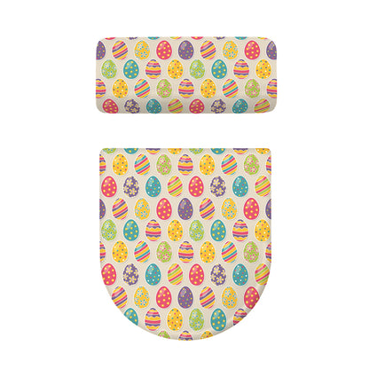 Colorful Cute Easter Eggs Pattern Print Toilet Lid And Tank Cover Set