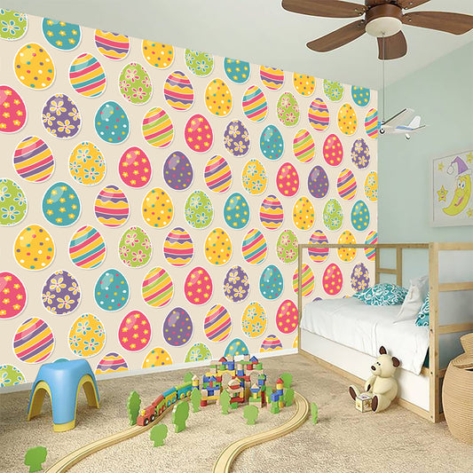 Colorful Cute Easter Eggs Pattern Print Wall Sticker