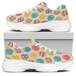 Colorful Cute Easter Eggs Pattern Print White Chunky Shoes