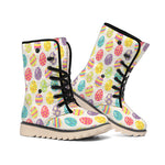 Colorful Cute Easter Eggs Pattern Print Winter Boots